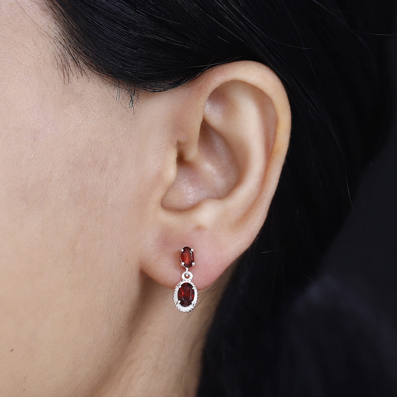Mozambique Garnet  Dangle Earrings in Sterling Silver 1.84 Ct. 7812457 3