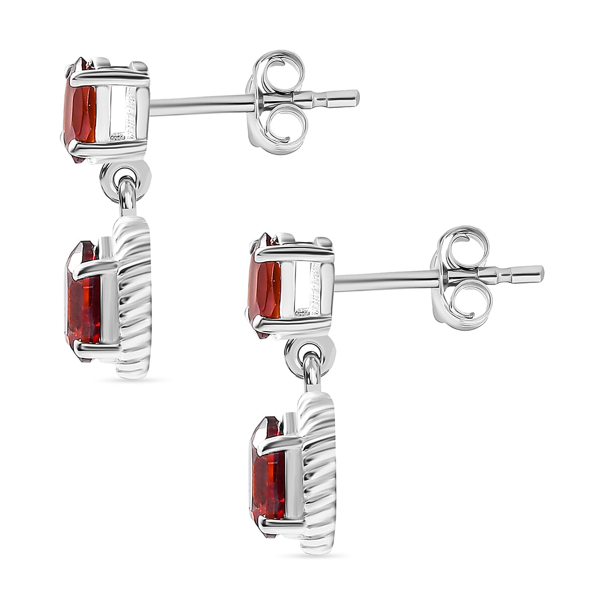 Mozambique Garnet  Dangle Earrings in Sterling Silver 1.84 Ct. 7812457 4
