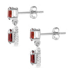 Mozambique Garnet  Dangle Earrings in Sterling Silver 1.84 Ct.