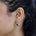 Mozambique Garnet & Multi Gemstone Hoop Earrings in Platinum Overlay Sterling Silver 3.20 Ct