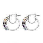 Mozambique Garnet & Multi Gemstone Hoop Earrings in Platinum Overlay Sterling Silver 3.20 Ct