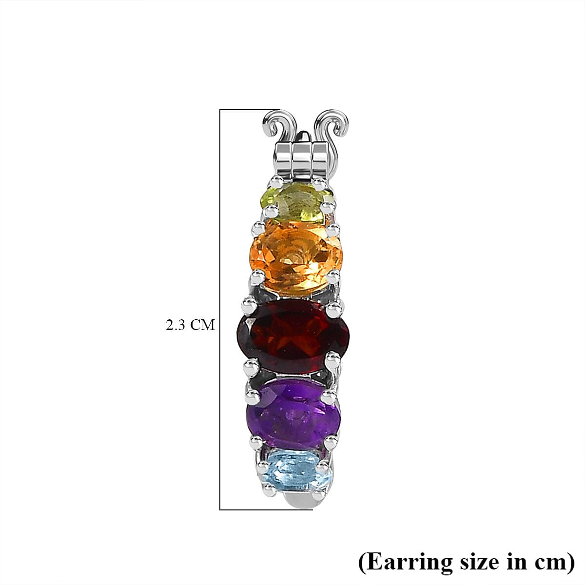 Mozambique Garnet &amp; Multi Gemstone Hoop Earrings in Platinum Overlay Sterling Silver 3.20 Ct 7766930 4