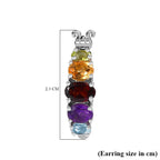 Mozambique Garnet & Multi Gemstone Hoop Earrings in Platinum Overlay Sterling Silver 3.20 Ct