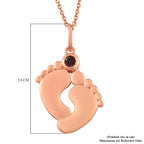 Mozambique Garnet Pendant With Chain (Size 16 with 2 inch Extender) in Rose Gold Overlay Sterling Silver. Wt. 5.60 Gms.
