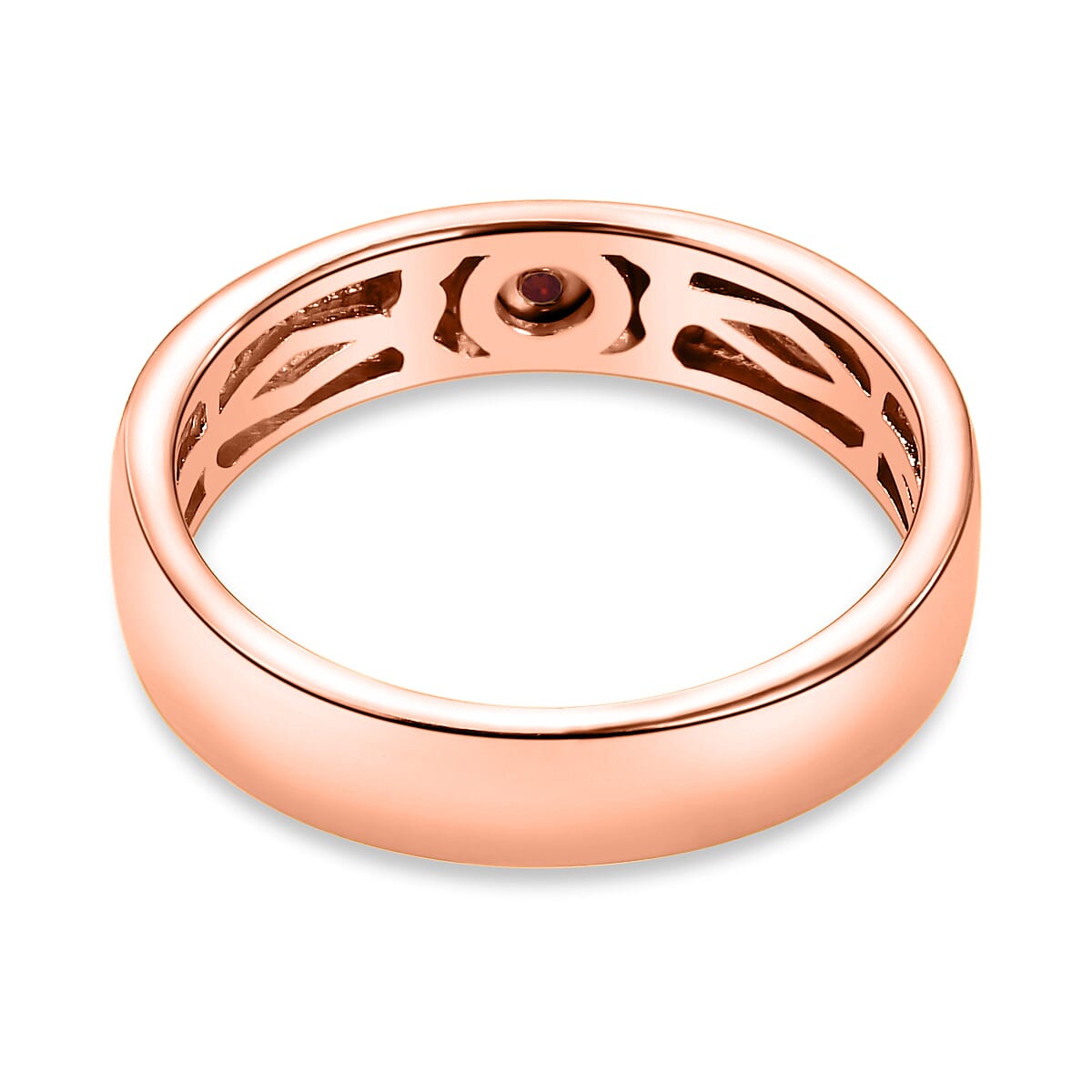 Mozambique Garnet Solitaire Wedding Band Ring in Rose Gold Overlay Sterling Silver 3634274 4