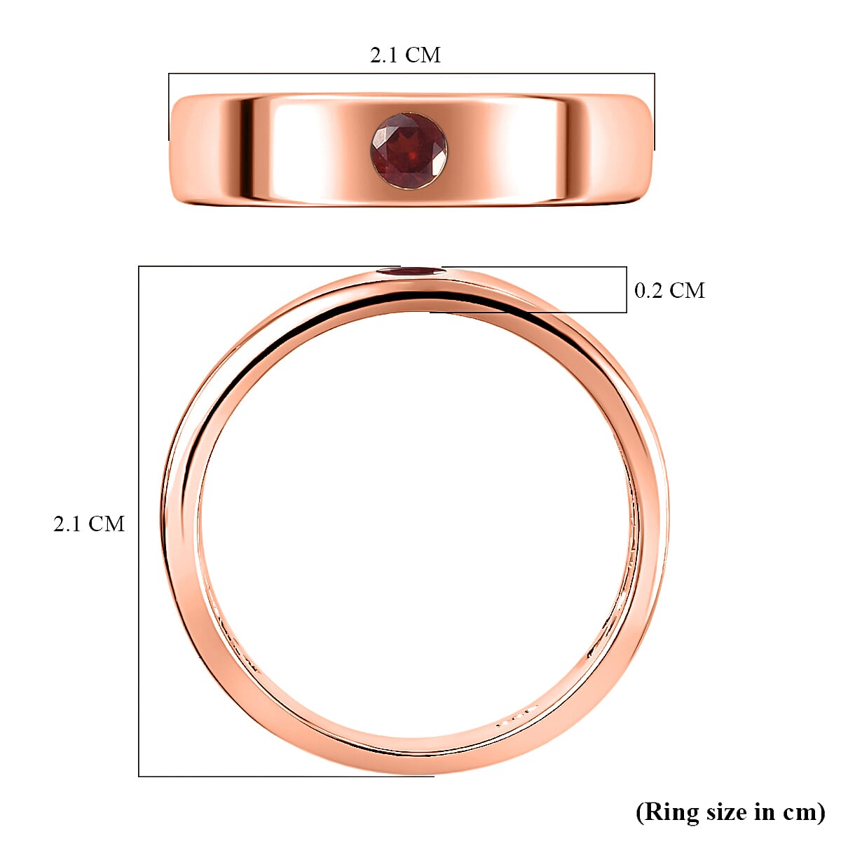 Mozambique Garnet Solitaire Wedding Band Ring in Rose Gold Overlay Sterling Silver 3634291 3