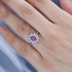 Gemfields Montepuez Ruby, Emerald & Moissanite Solitaire Ring in Rhodium Overlay Sterling Silver 1.63 Ct.