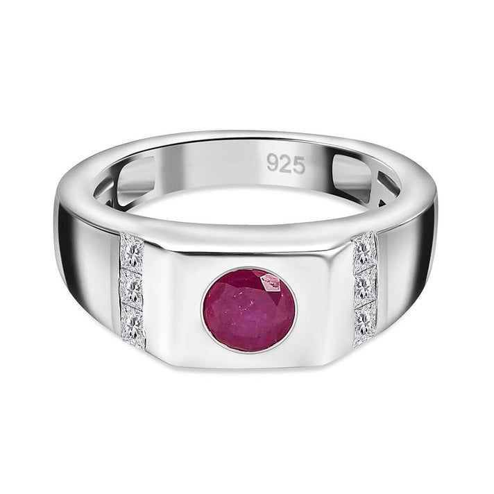 Gemfields Montepuez Ruby, Moissanite Ring in Rhodium Plated Sterling Silver 7856963 1