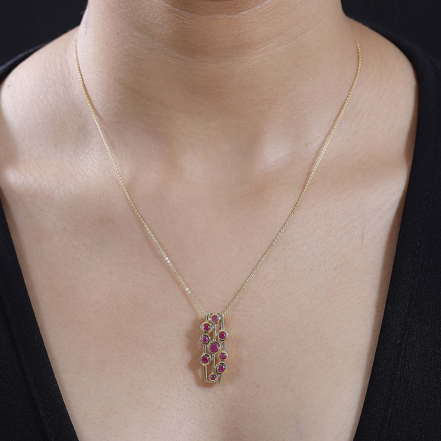 Mozambique Ruby Bubble Pendant with Chain (Size 20) in 18K Yellow Gold Vermeil Plated Sterling Silver 4297221 2