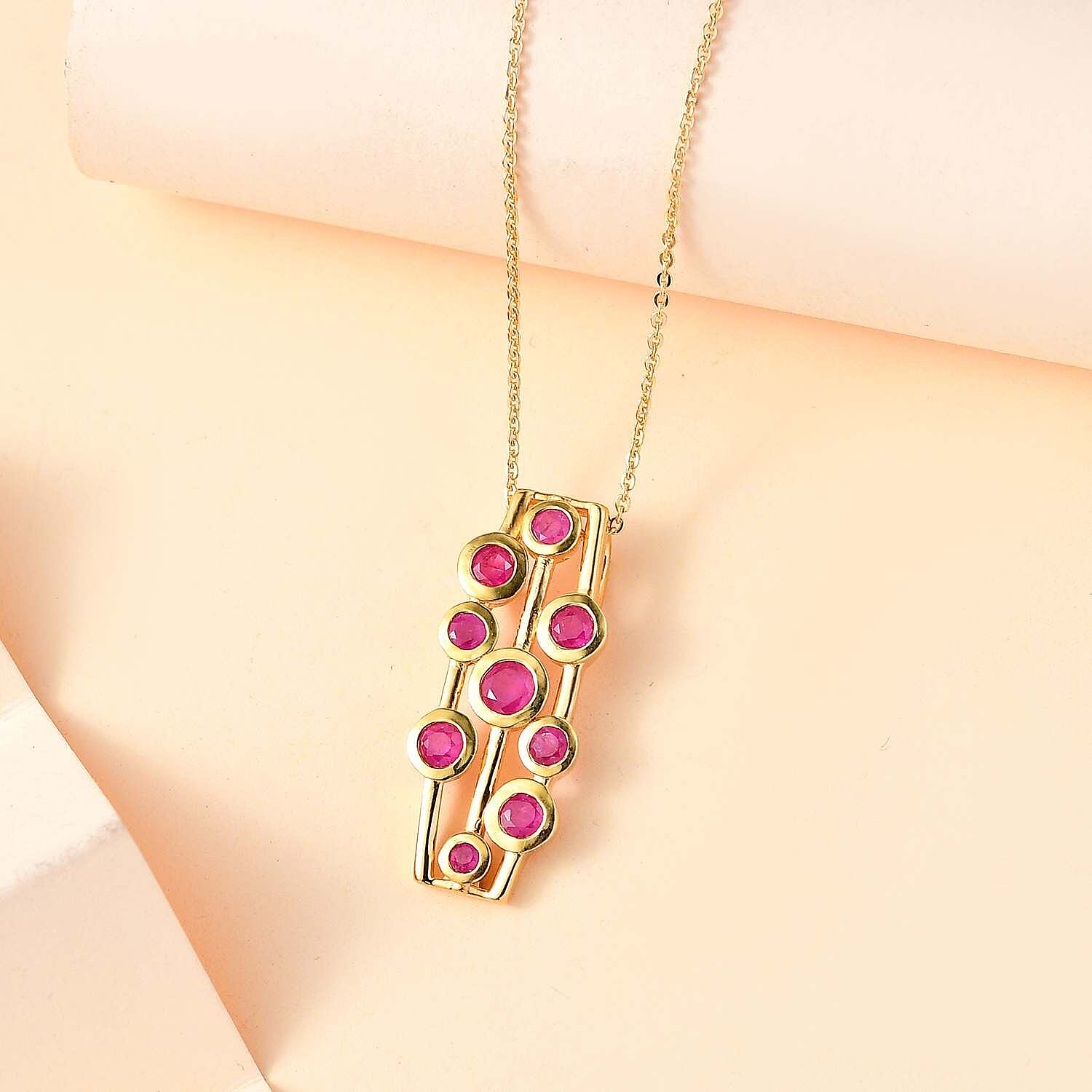 Mozambique Ruby Bubble Pendant with Chain (Size 20) in 18K Yellow Gold Vermeil Plated Sterling Silver 4297221 3