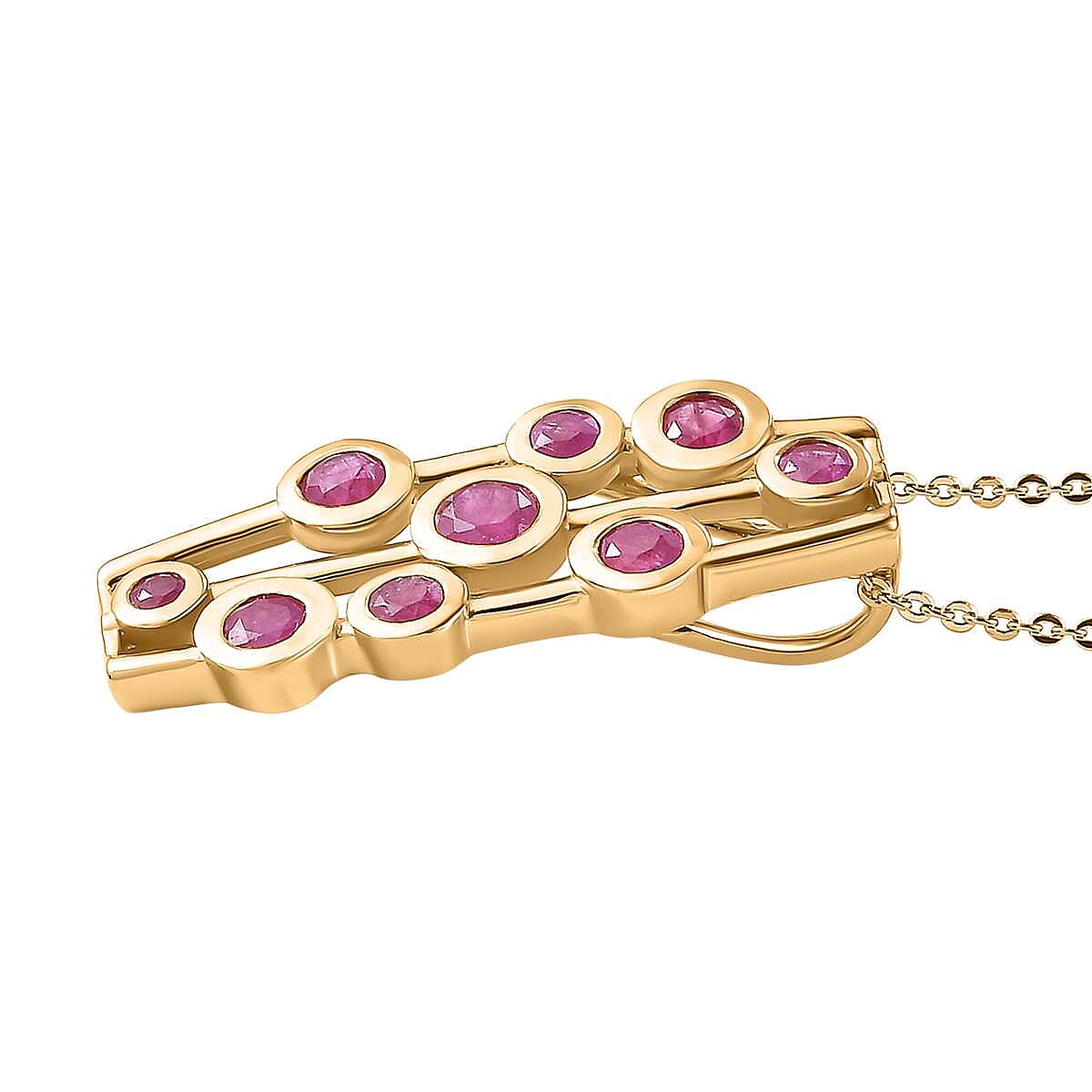 Mozambique Ruby Bubble Pendant with Chain (Size 20) in 18K Yellow Gold Vermeil Plated Sterling Silver 4297221 4