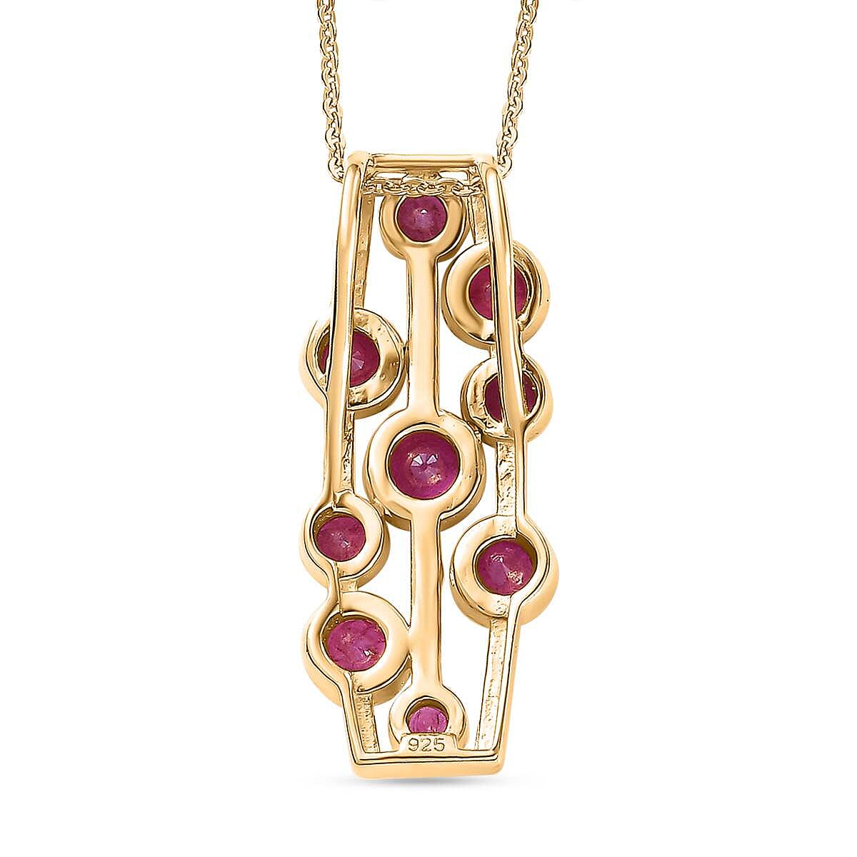 Mozambique Ruby Bubble Pendant with Chain (Size 20) in 18K Yellow Gold Vermeil Plated Sterling Silver 4297221 5