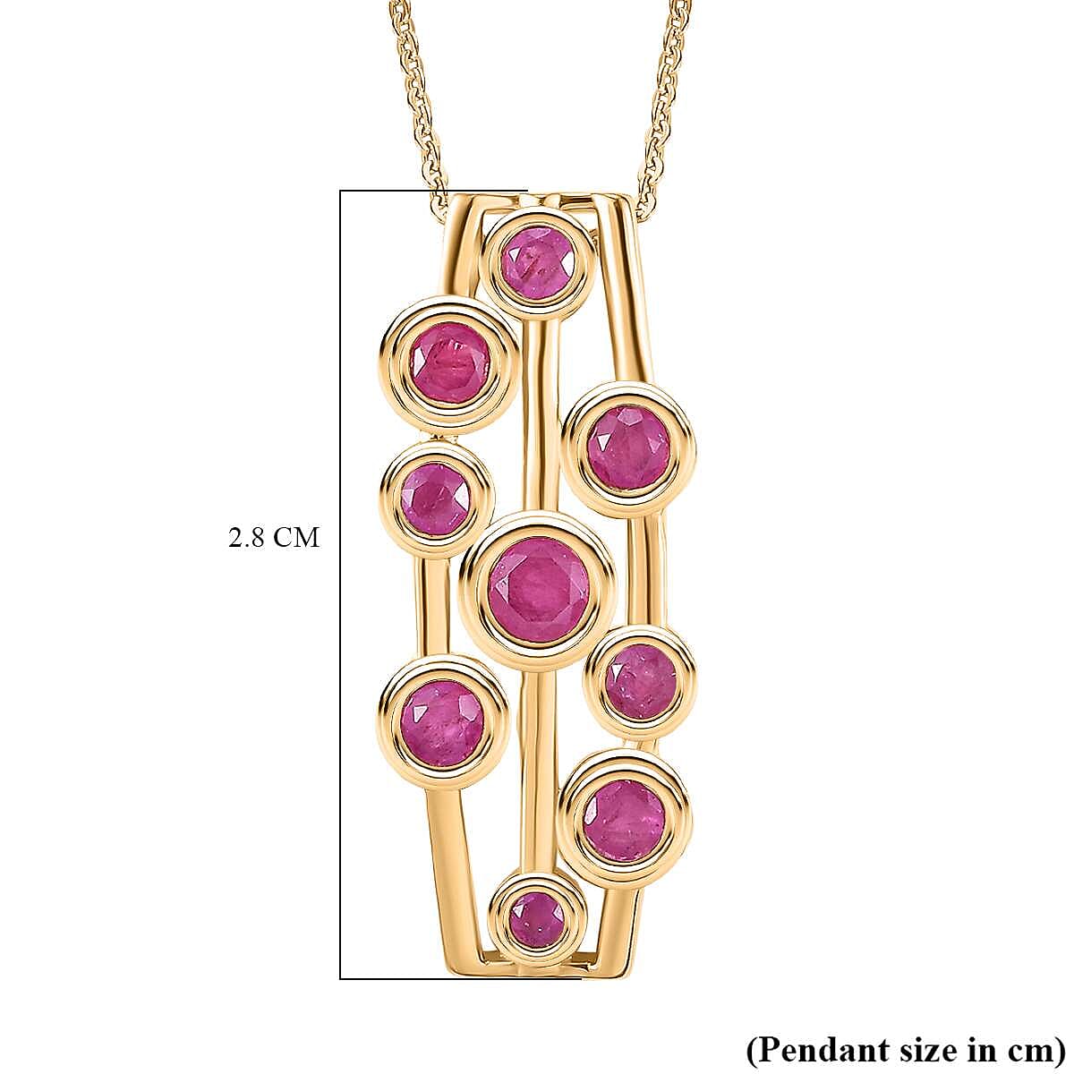 Mozambique Ruby Bubble Pendant with Chain (Size 20) in 18K Yellow Gold Vermeil Plated Sterling Silver 4297221 7