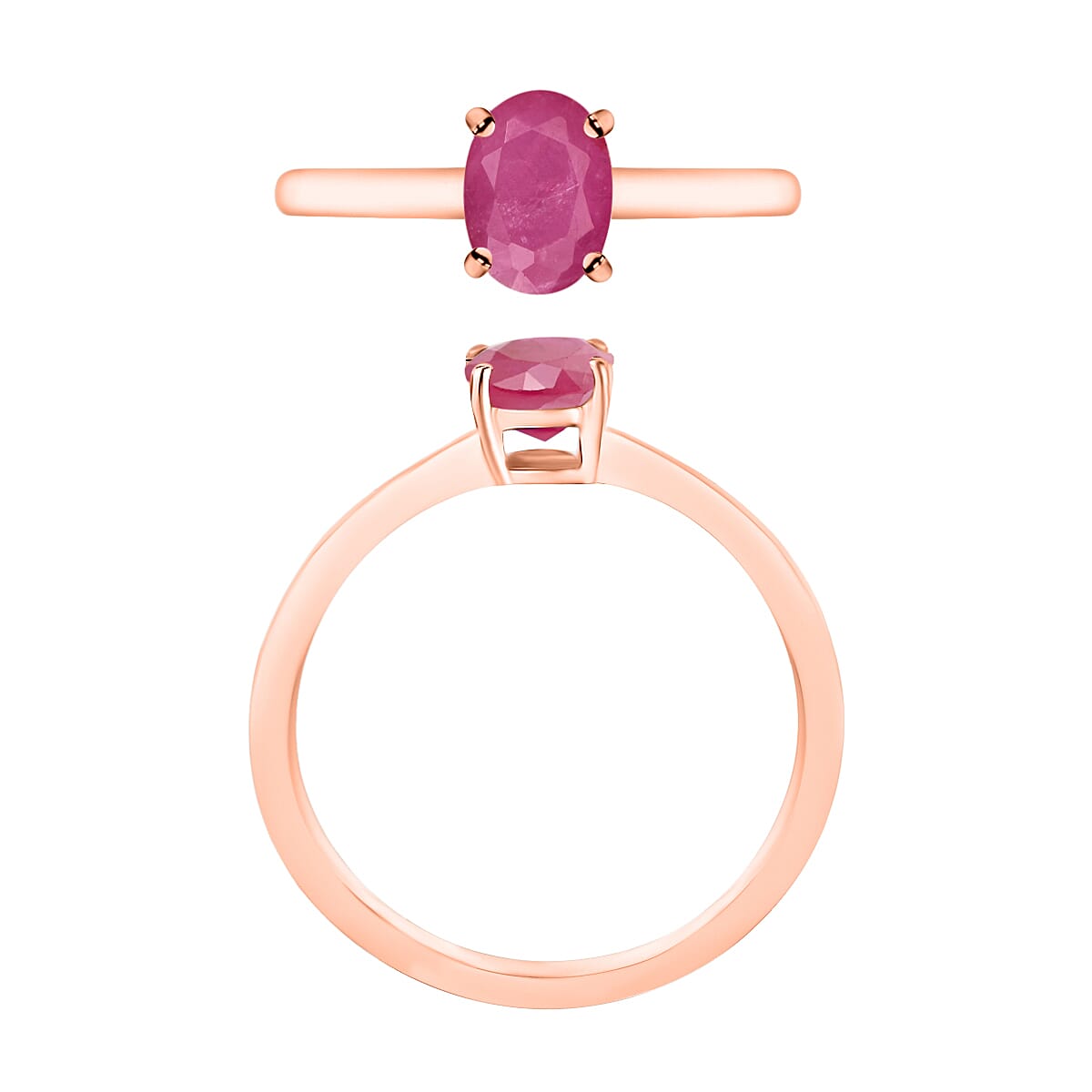 Mozambique Ruby Solitaire Ring in Vermeil Rose Gold Plated Sterling Silver 8001829 3