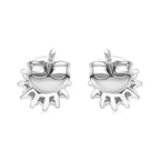 Gemfields Montepuez Ruby & White Zircon Cluster Earring in Rhodium Sterling Silver 1.00 Ct.