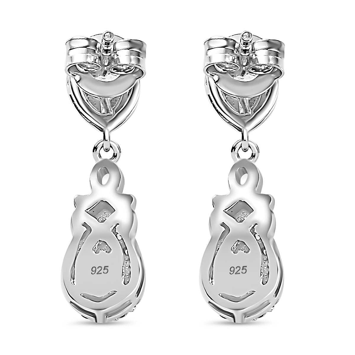Mozambique Ruby, White Zircon Dangle Earrings in Rhodium Overlay Sterling Silver 7851066 6