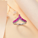 Gemfields Montepuez Ruby ,  White Zircon  Ring in rhodium Sterling Silver 1.120  Ct.