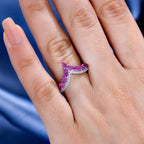Gemfields Montepuez Ruby ,  White Zircon  Ring in rhodium Sterling Silver 1.120  Ct.