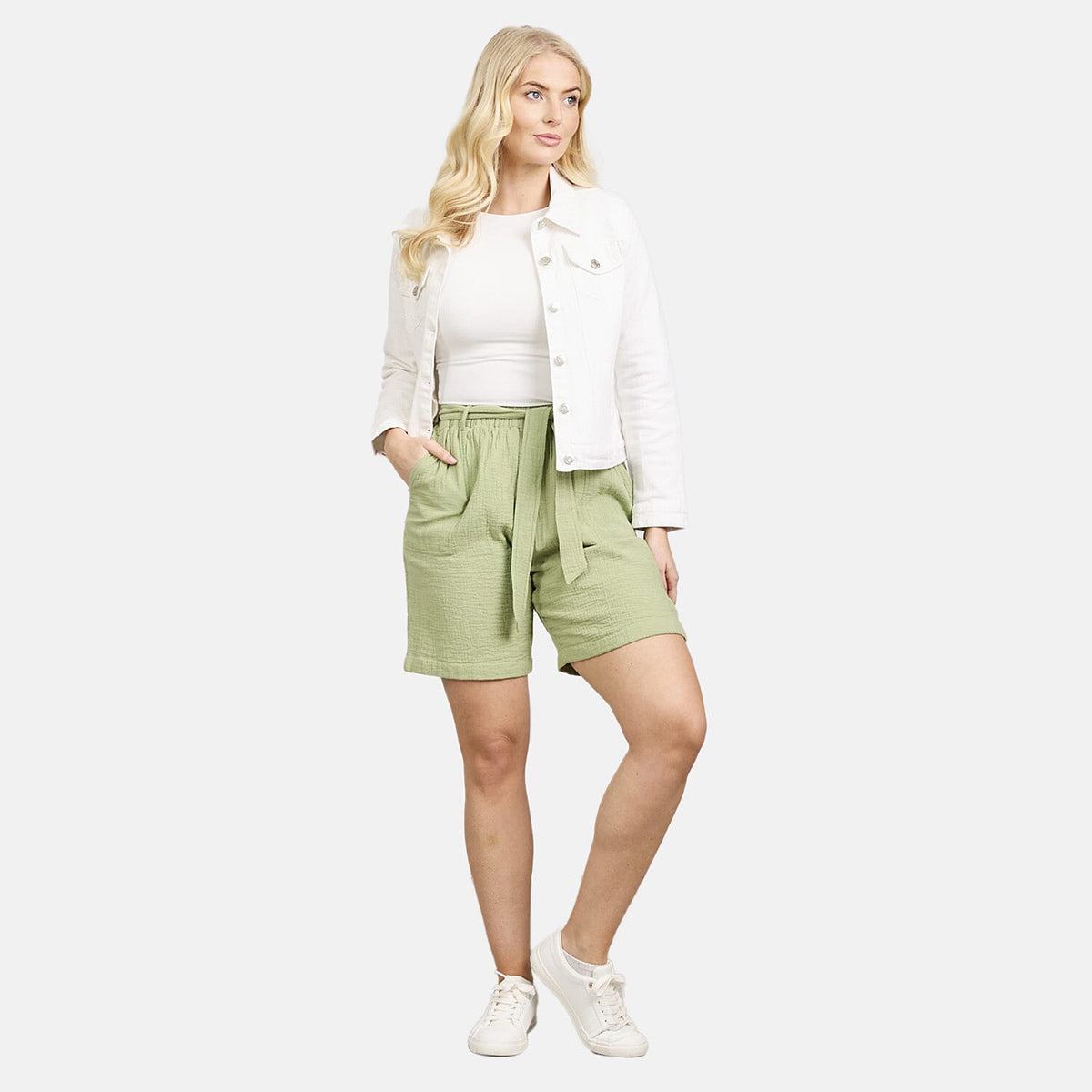 Mudflower Cotton Woven Short (Size 1x1 cm) - Green V32607187 0