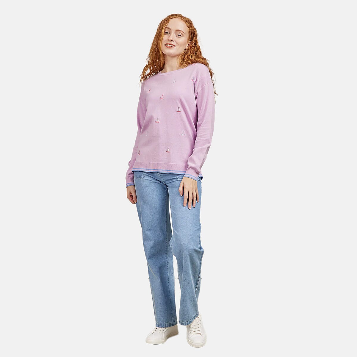 Mudflower Boat And Anchor Embroidery Jumper (Size 10) - Lilac 8421845 0
