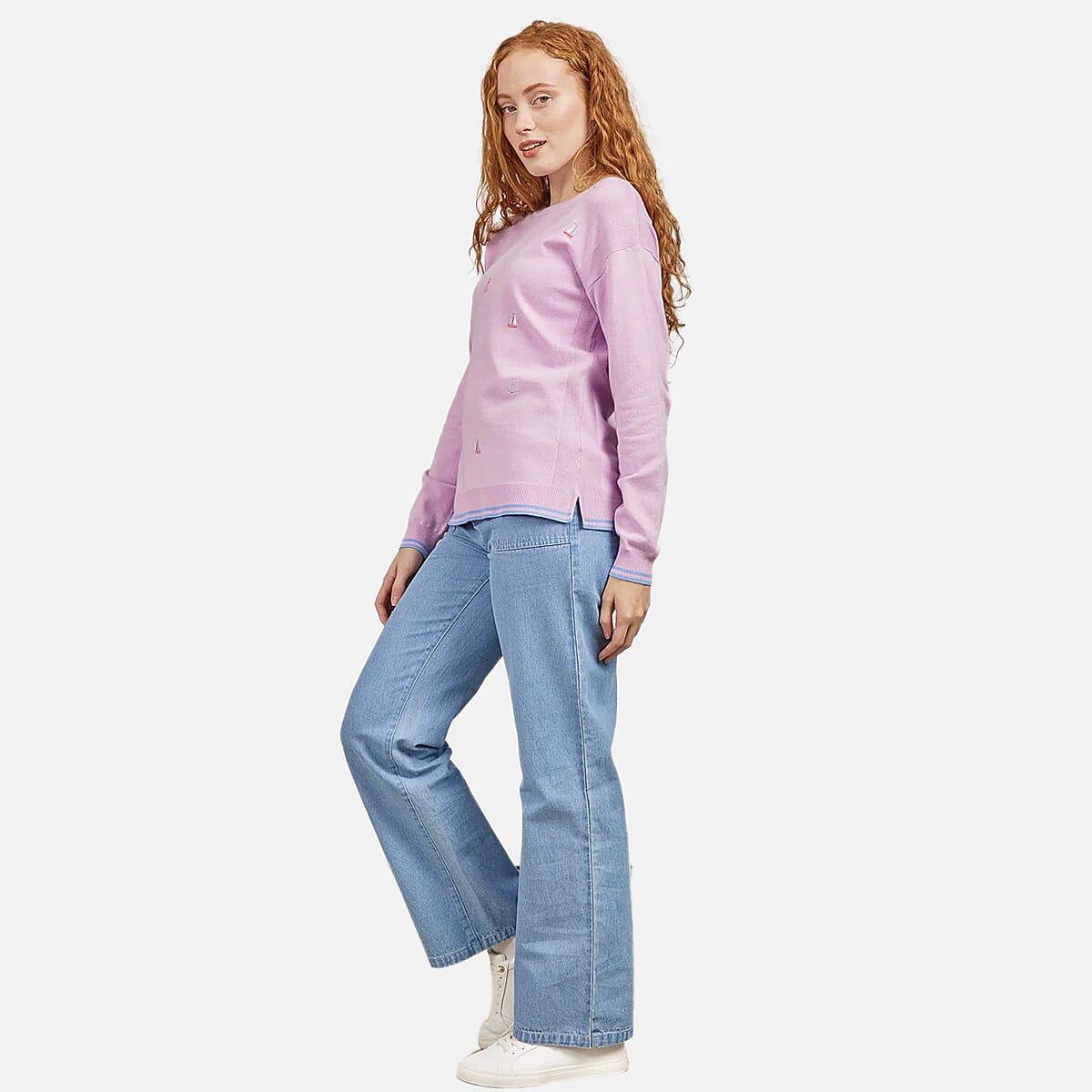 Mudflower Boat And Anchor Embroidery Jumper (Size 10) - Lilac 8421845 1