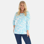 Mudflower Butterfly Print Tunic Jumper (Size 16 to 18) - Turquoise