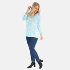 Mudflower Butterfly Print Tunic Jumper (Size 16 to 18) - Turquoise