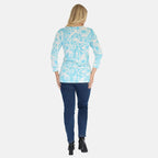 Mudflower Butterfly Print Tunic Jumper (Size 16 to 18) - Turquoise