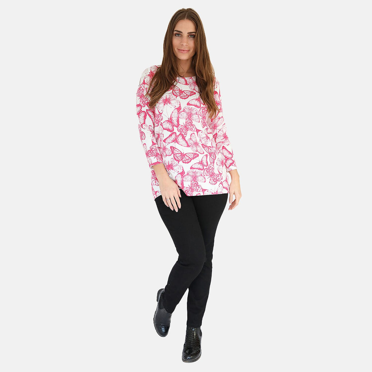Mudflower Butterfly Print Tunic Jumper (Size 8 to 10) - Hot Pink V32520755 0