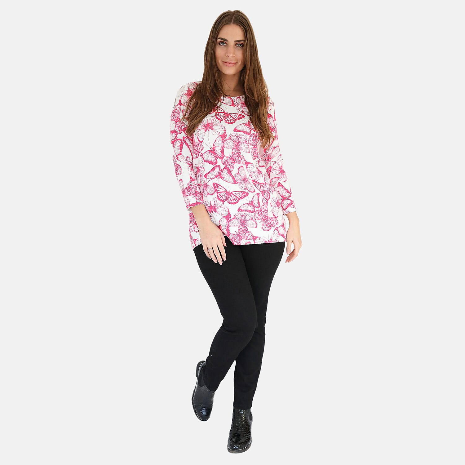 Mudflower Butterfly Print Tunic Jumper (Size 8 to 10) - Hot Pink V32520755 0