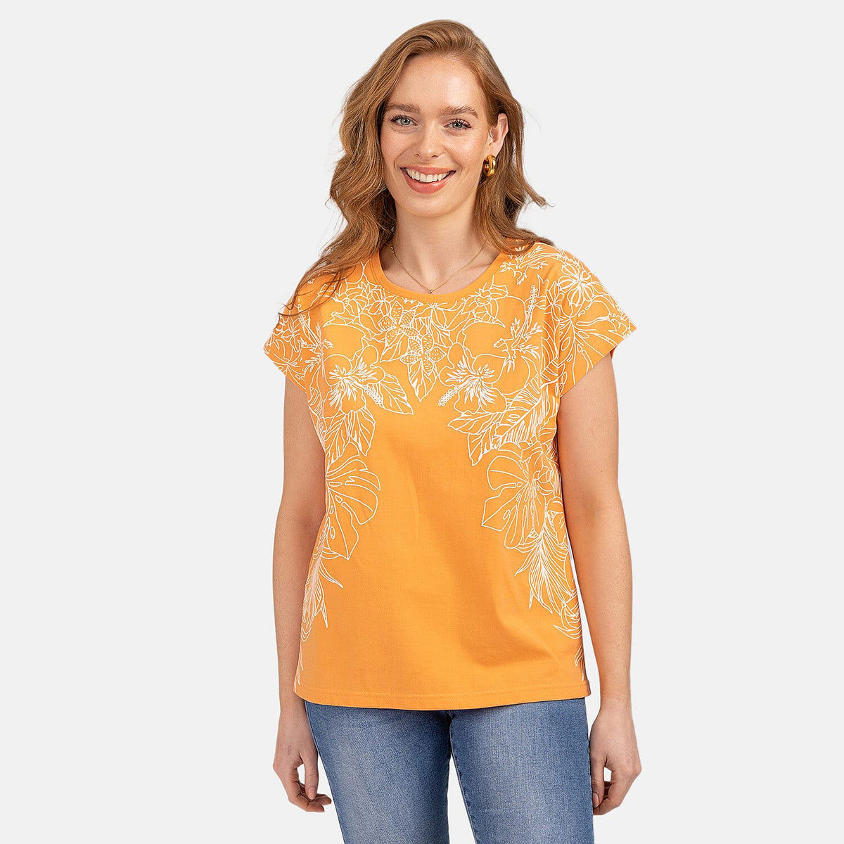 Mudflower Leaf Print Burn Out Tee V32609781 2