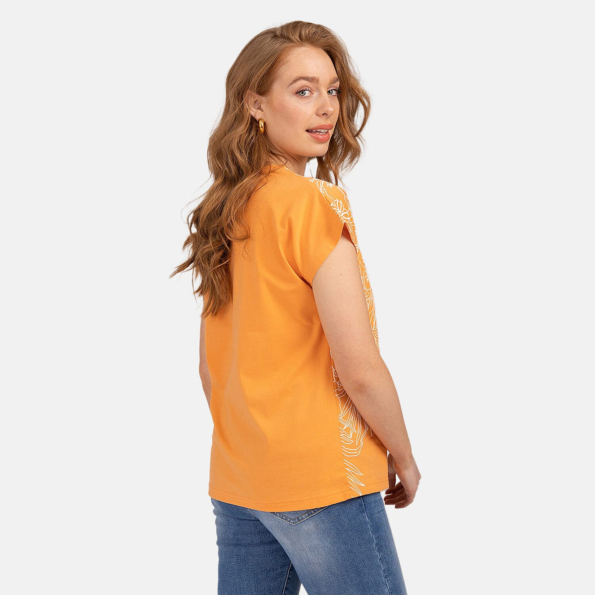 Mudflower Leaf Print Burn Out Tee V32609781 3