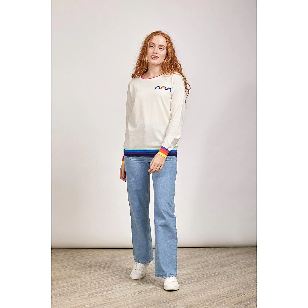 Mudflower Rainbow Motif Jumper (Size 16 to 18) - White 8421868 0