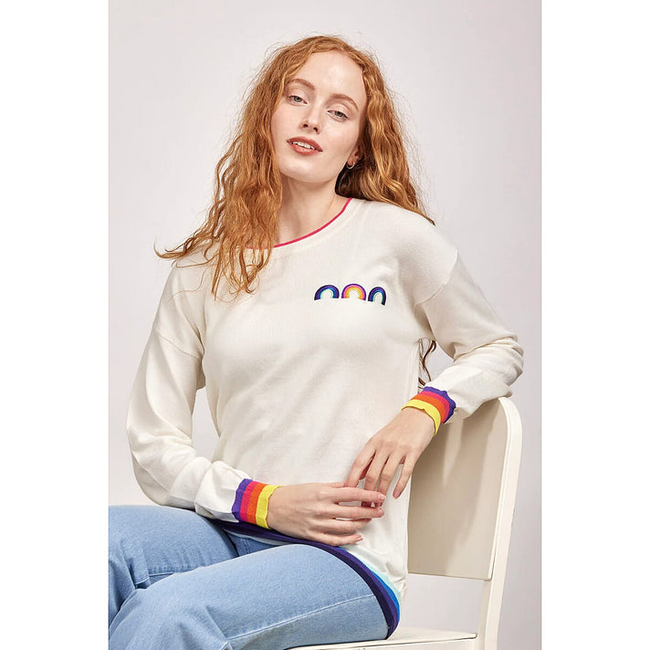 Mudflower Rainbow Motif Jumper (Size 16 to 18) - White 8421868 2