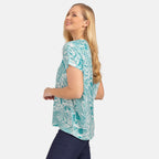 Mudflower Devore Leaf Print Burn Out Tee (Size L) - Jade