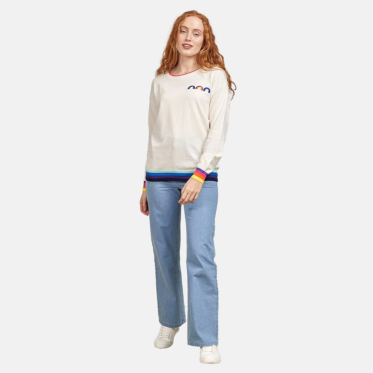 Mudflower Rainbow Motif Jumper (Size 16 to 18) - White 8421868 2
