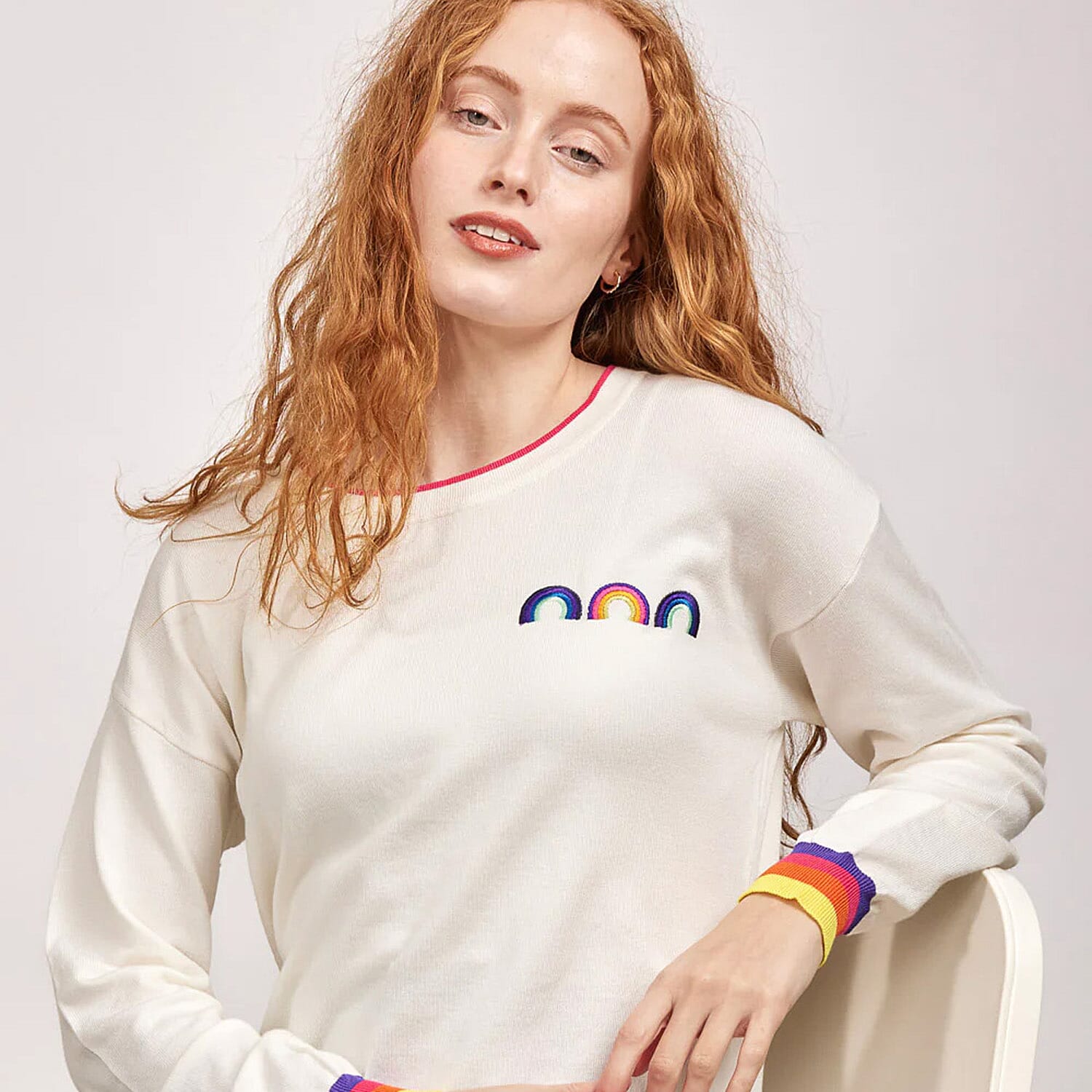 Mudflower Rainbow Motif Jumper (Size 16 to 18) - White 8421868 3