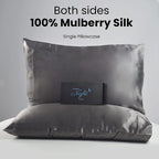 100% Mulberry Both Side Silk Pillowcase (Size-50x75cm) - Dark Grey