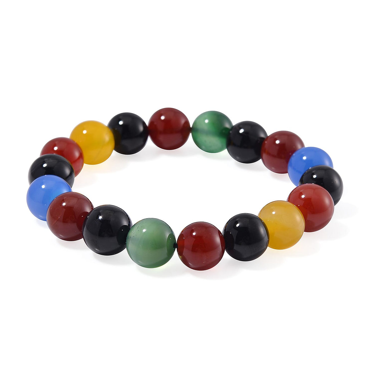Multi Agate Stretchable Bracelet (Size - 7.5) 200.00 Ct. 7964267 0