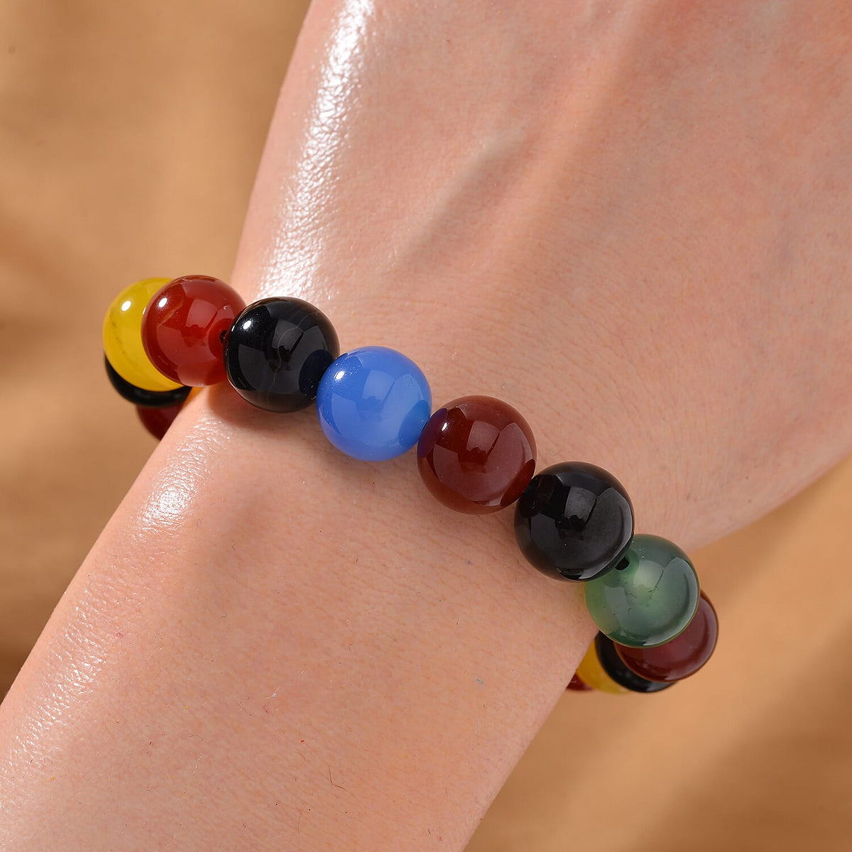 Multi Agate Stretchable Bracelet (Size - 7.5) 200.00 Ct. 7964267 3