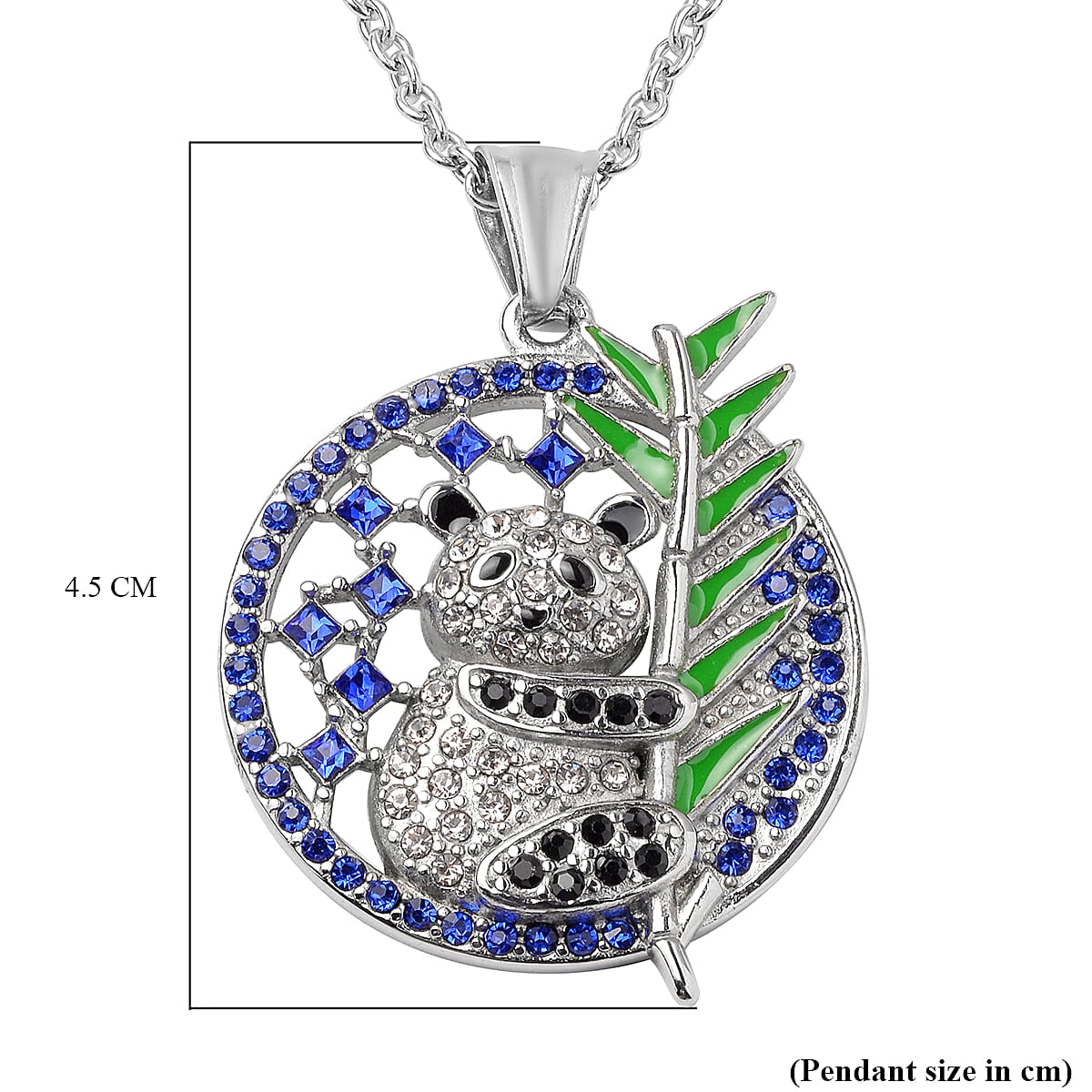 Multi Austrian Crystal Enamelled Panda Necklace Size 20 in Silver Tone 3851333 5