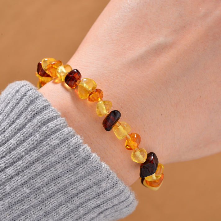 Tucson Find - Multi Color Amber Stretchable Bracelet (Size - 7) 15.45 Ct. V32715794 2