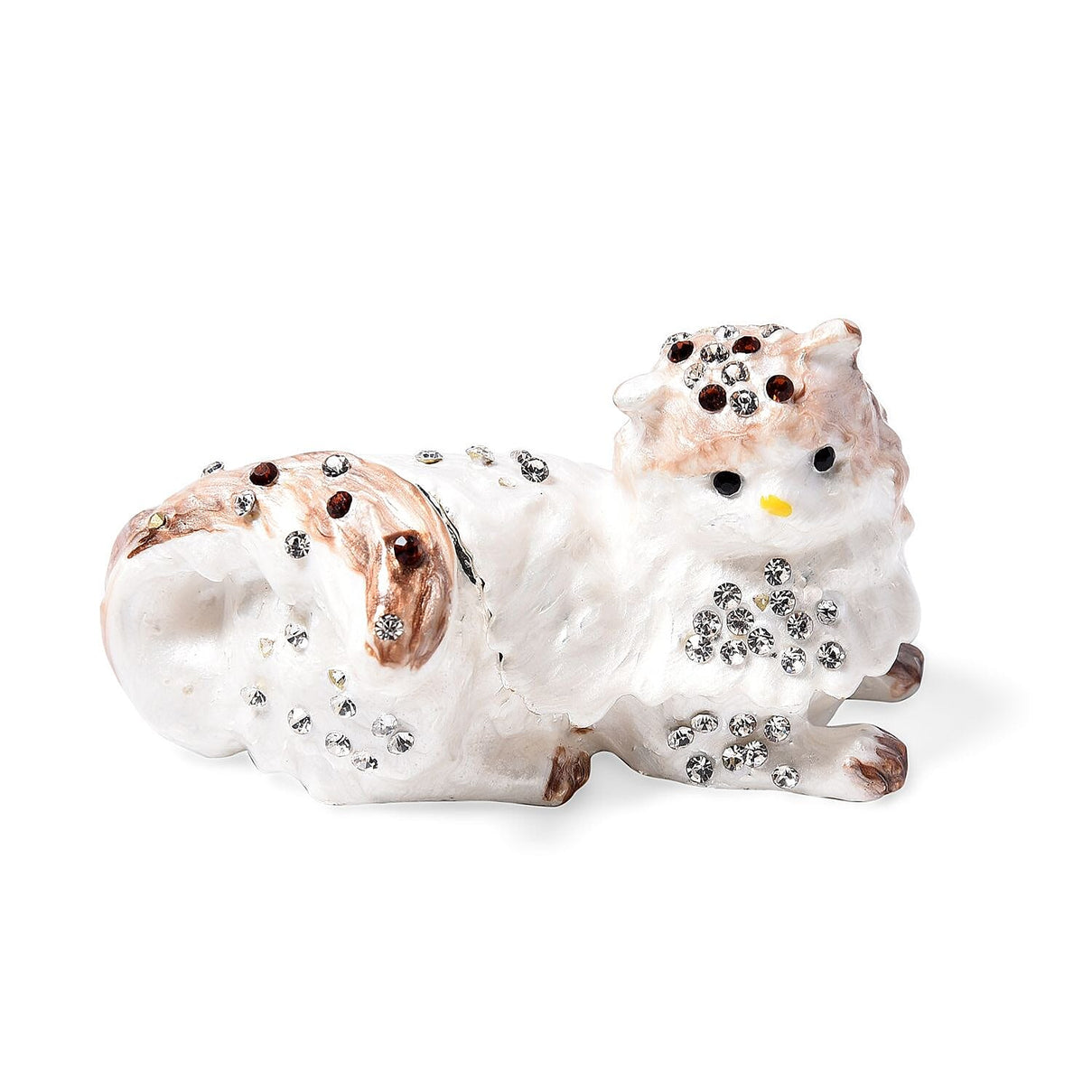 Multi Colour Austrian Crystal Enameled Cat Trinket Box in Silvertone (Size 8x4x5 cm) 8217753 0