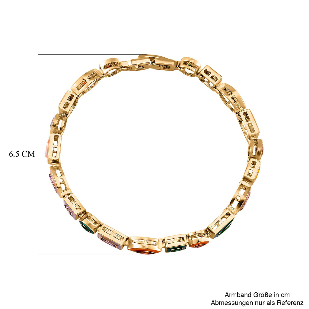 Multi Colour Austrian Crystal Tennis Bracelet (Size - 7.5)