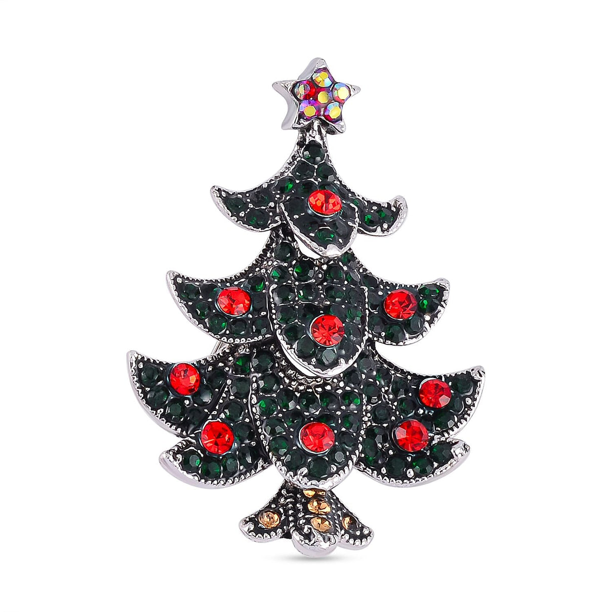 Multi Colour Crystal X-mass Tree Brooch 7665583 0