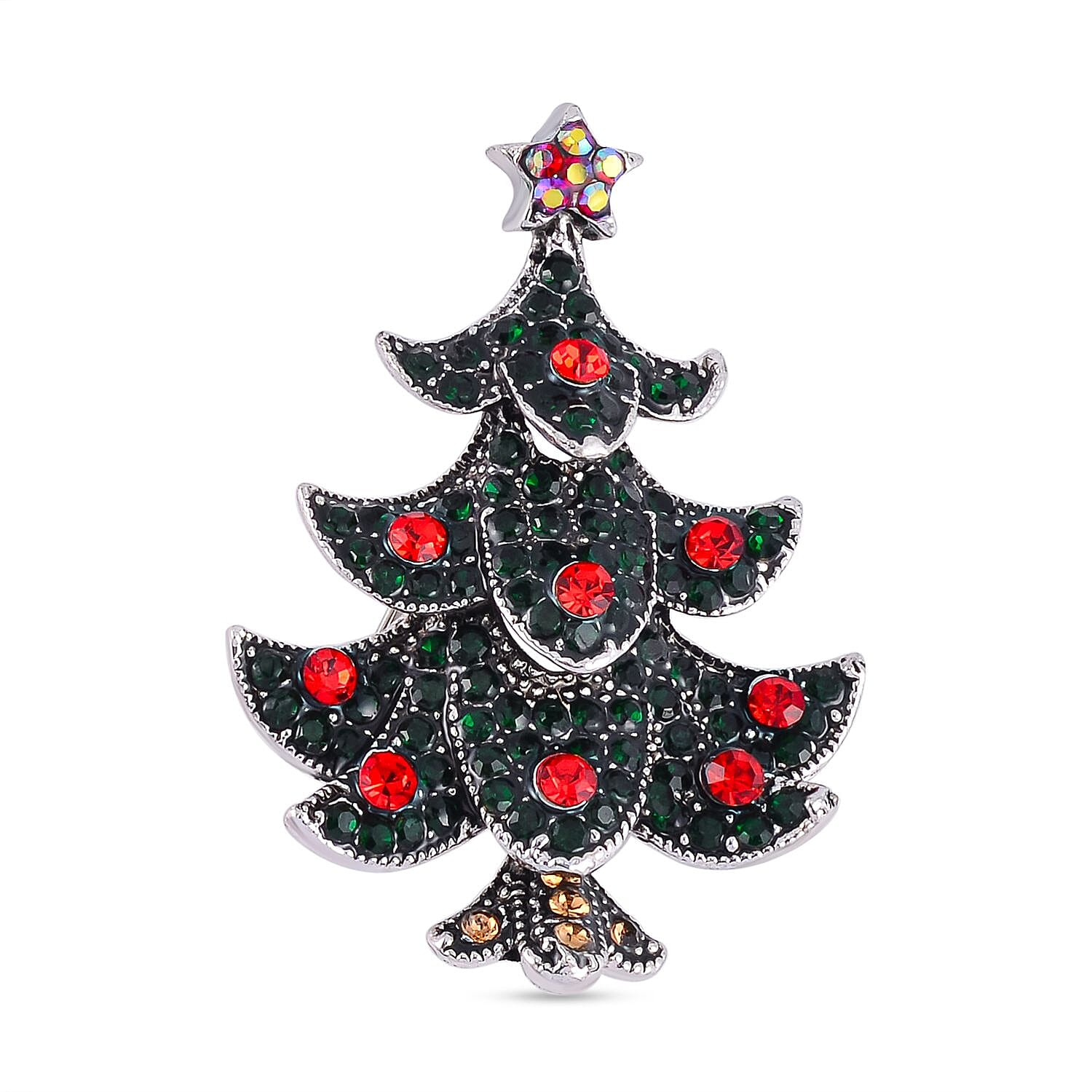 Multi Colour Crystal X-mass Tree Brooch 7665583 0
