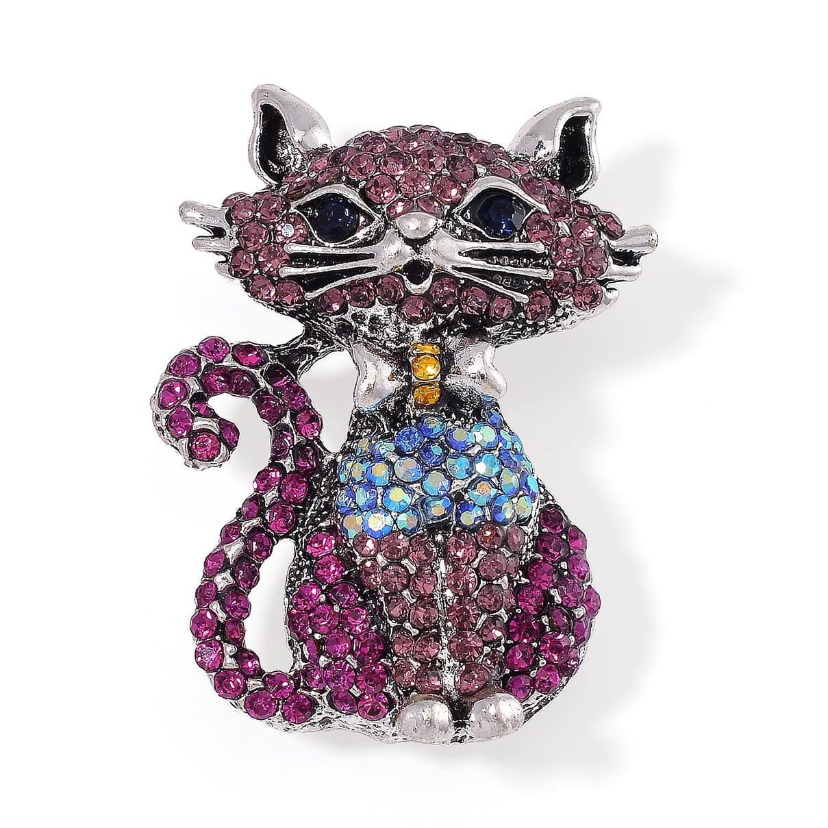 Multi Colour Crystal Cat Brooch 7875823 0