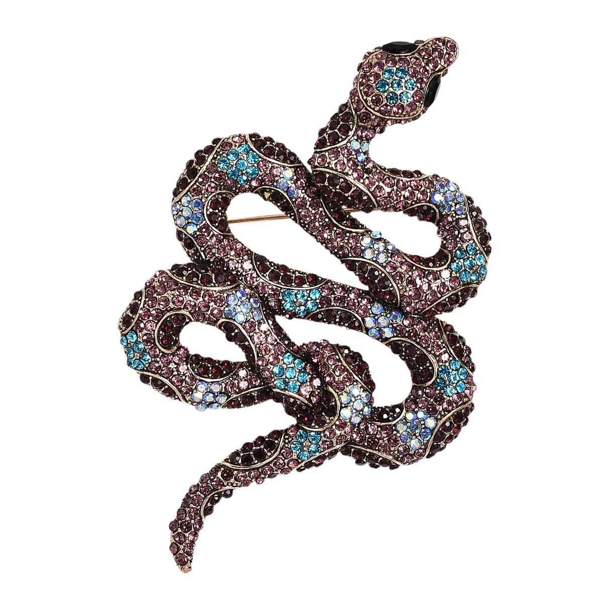 Multi Colour Crystal Snake Brooch in Antique Gold Tone 8311540 0