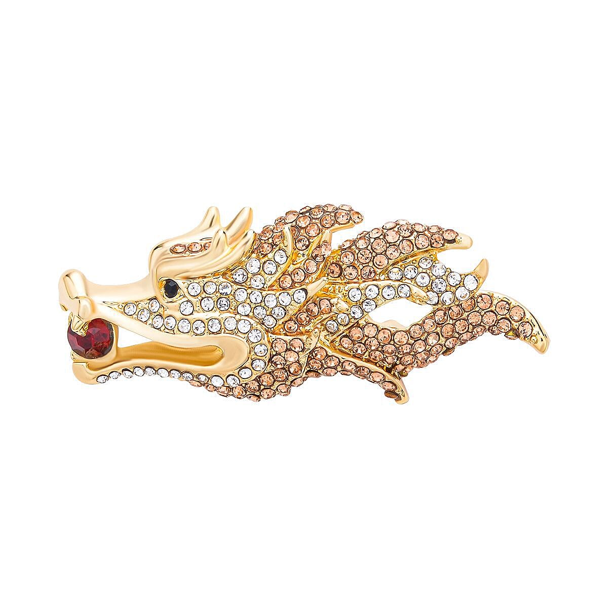 Multi Colour Austrian Crystal Alligator Brooch in Yellow Gold Tone. 7276131 0