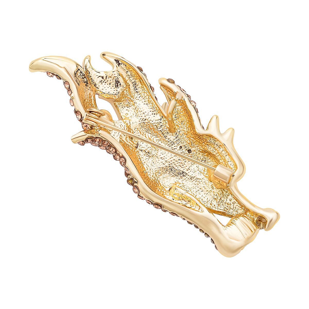 Multi Colour Austrian Crystal Alligator Brooch in Yellow Gold Tone. 7276131 4